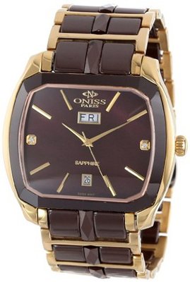 Oniss Paris ON605-MG BRN Sappir Swiss Quartz Ceramic and Stainless Steel