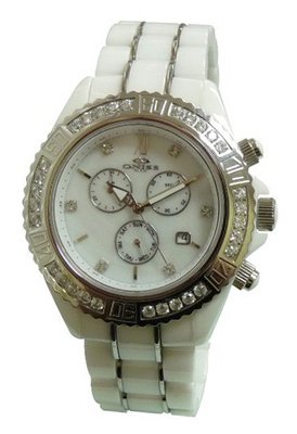 Oniss Paris ON627-M-WHT Ceramica Vault Collection White Silver-Tone