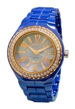 Oniss Paris ON807-Lrg Blu Lafayette Collection Ladies, High Tech Ceramic Case and Band, Swiss Movement, Sapphire Crystal ,45 Setting Austrian Stones on Bezel , Mop Dial with Austrian Crystal, Ip Rose - Black