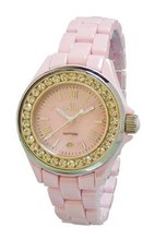 Oniss Paris ON815-L PNK Lario Ceramic Collection Ladies Classic Swiss Quarts, Analog