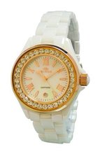 Oniss Paris ON815-LRG WHT Lario Ceramic Collection Ladies Classic Swiss Quarts, Analog