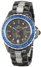 Oniss Paris ON8890-L BLK/BLU Princess Swiss Collection Black Ceramic Blue Crystal