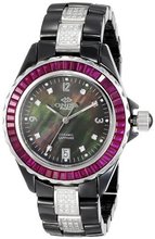 Oniss Paris ON8890-L BLK/RED Princess Swiss Collection Black Ceramic Red Crystal