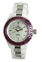 Oniss Paris ON8890-L WHT/RED Princess Swiss Collection White Ceramic Red Crystal