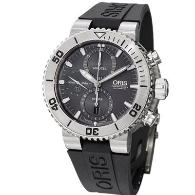 Oris Aquis Chronograph Grey Dial Rubber 01 674 7655 7253-07 4 26 34TEB