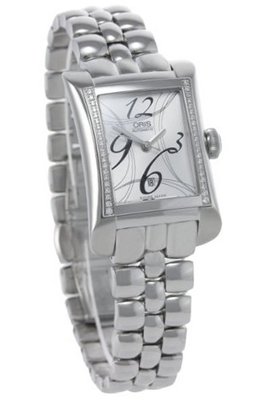 Oris Miles Rectangular Day/Date Diamonds Ladies Luxury 561-7621-4961MB