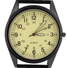 Orkina Black Case Light Yellow Dial Nylon Canvas Strap Fashion Wrist P104IP-BLY