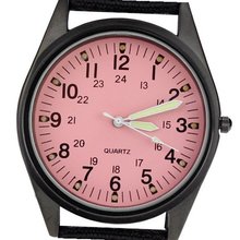 Orkina Black Case Pink Dial Nylon Canvas Strap Fashion Wrist P104IP-BP