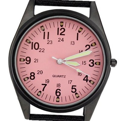 Orkina Black Case Pink Dial Nylon Canvas Strap Fashion Wrist P104IP-BP