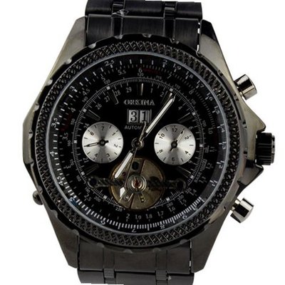 ORKINA Black Case Stainless Steel Mechanical Self-winding Analog  Wrist With Calendar
