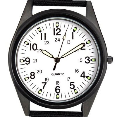 Orkina Black Case White Dial Nylon Canvas Band Wrist