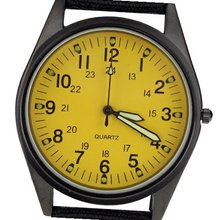 Orkina Black Case Yellow Dial Nylon Fabric Strap Fashion Wrist P104IP-BY