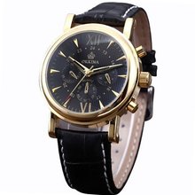 Orkina Black Dial 6 Hands Golden Case Sport Quartz Wrist Gift ORK091