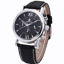 Orkina Black Dial 6 Hands Leather Sport Quartz Wrist Gift ORK088