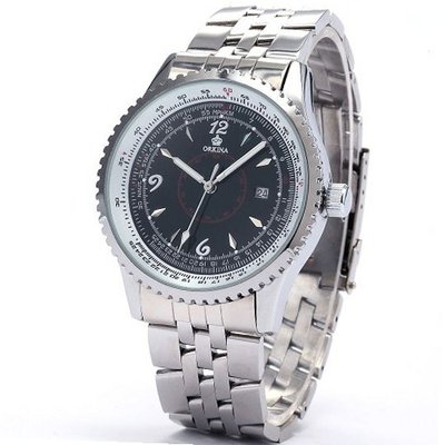 Orkina Black Dial Stainless Steel Date Sport Quartz Wrist Gift ORK108