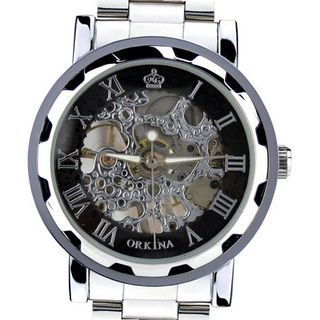 Orkina Classical Silver Bazel Tourbillon Hand-Wind Dial Stainless Steel Wrist KC023-SSB