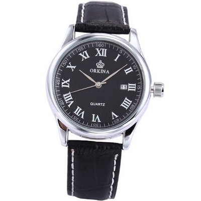 ORKINA Elegant Date Display Leather Strap Quartz Wrist - Wedding Gift ORK157