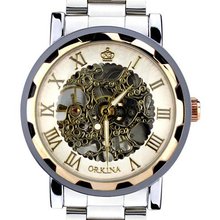 Orkina Fashion Rose Gold Rim Tourbillon Dial Stainless Steel Strap Wrist KC023-SRW