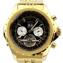 ORKINA Golden Case Stainless Steel Mechanical Self-winding Analog  Wrist With Calendar