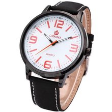 Orkina Lady Big White Dial Leather Sport Quartz Wrist Gift ORK045