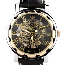 Orkina Rose Gold Case Tourbillion Mechanical Dial Leather Strap Fashion Wrist KC023-L-RB