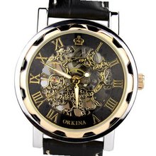 Orkina Rose Gold Tourbillion Mechanical Dial Leather Band Wrist KC023-LGR