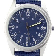 Orkina Silver Case Aqua Blue Dial Quartz Nylon Fabric Strap Fashion Wrist P104-SBLU