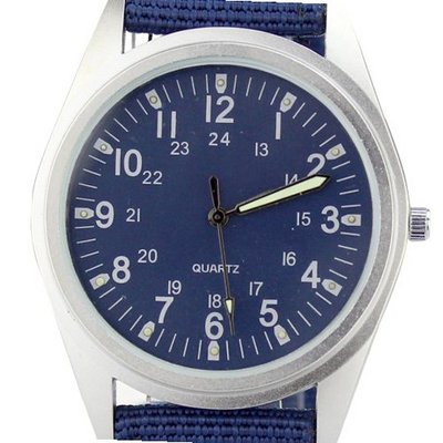 Orkina Silver Case Aqua Blue Dial Quartz Nylon Fabric Strap Fashion Wrist P104-SBLU