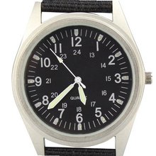 Orkina Silver Case Black Dial Quartz Canvas Fabric Band Fashion Wrist P104-SBLK