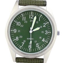 Orkina Silver Case Dark Army Green Dial Quartz Nylon Fabric Strap Fashion Wrist P104-SDG