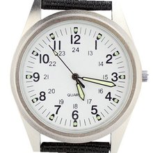 Orkina Silver Case White Dial Quartz Nylon Fabric Strap Fashion Wrist P104-SW