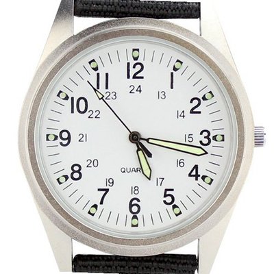 Orkina Silver Case White Dial Quartz Nylon Fabric Strap Fashion Wrist P104-SW