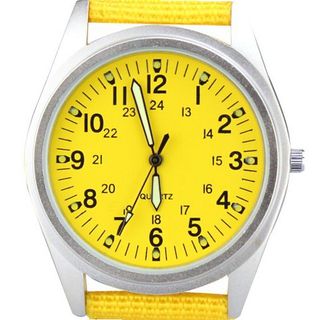 Orkina Silver Case Yellow Dial Quartz Nylon Fabric Band Fashion Wrist P104-SY