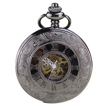 Orkina Vintage Gunmetal Color Hand-Wind Mechanical Tourbillon Transparent Dial Pocket W891-B