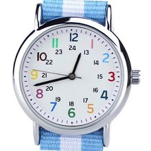 Orkina White Dial Quartz Silver Case Fashion Nylon Canvas Band Wrist BU001-W