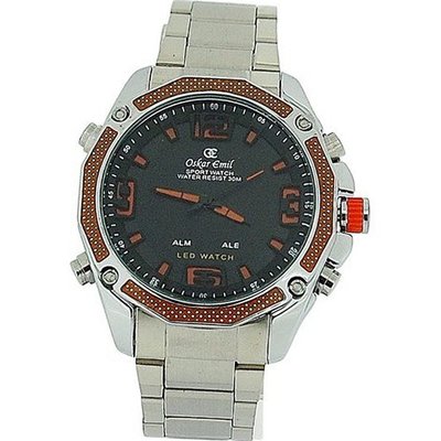 Oskar Emil Accent Gents Orange Digital-Analogue LED Stainless Steel