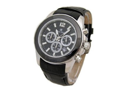 Oskar Emil Alpha Black Multifunction Gents , With Leather Strap