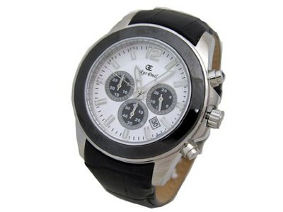 Oskar Emil Alpha White Multifunction Gents , With Leather Strap