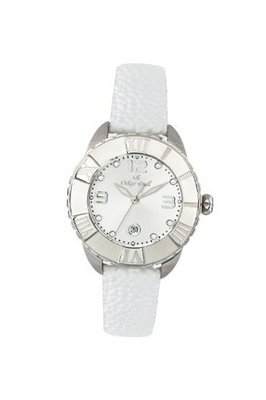 Oskar Emil Celine Stainless Steel Quartz for Ladies with Crystals Silver Dial Analogue Display and White Leather Strap Celine SS