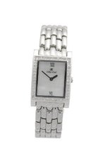 Oskar Emil Perugia Stainless Steel Elegant Crystal Set Mother of Pearl