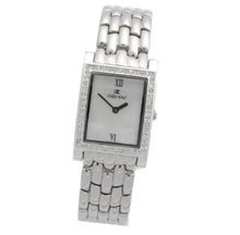 Oskar Emil Perugia Stainless Steel Gents Crystal Set Mother of Pearl Dress