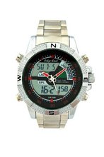 Oskar Emil Red Ranger Sports Quartz for  with LCD Dial Analogue - Digital Display and Silver Stainless Steel Bracelet Ranger red