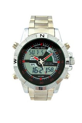 Oskar Emil Red Ranger Sports Quartz for  with LCD Dial Analogue - Digital Display and Silver Stainless Steel Bracelet Ranger red
