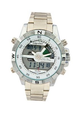 Oskar Emil White Ranger Quartz Sports for  with LCD Dial Analogue - Digital Display and Silver Stainless Steel Bracelet Ranger white