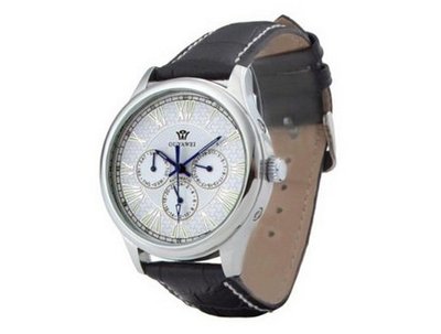 Ouyawei Automatic Mechanical es Day-Date Circular Dial Black Band Water-Proof Wrist es