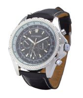 Ouyawei Automatic Mechanical es Fashion Sport Black Dial Black Leather Strap es Best Christmas Gifts