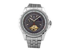 Ouyawei Automatic Mechanical Round Deep Blue Tourbillon Stainless Steel Silver Band Silver Bezel Water-Proof es