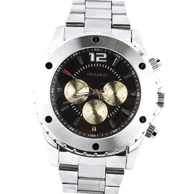 Ouyawei Black Chronograph Dial Silver Color Band Quartz Wrist OYW11-03B