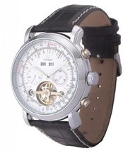 Ouyawei Christmas Gifts for Dads Luxury White Dial Black Leather Strap Mechanical Top Vintage Wrist es