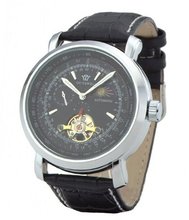 Ouyawei Five Stitches Tourbillon Mechanical Round Black Dial Silver Shell Sports es